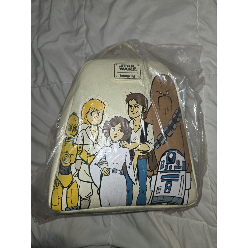 NWT loungefly Disney star wars chewie Leia c3p0 r2d2 mini backpack bookbag tote!